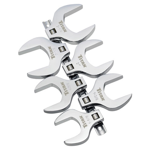 Titan Tools 17676 1/2" Drive SAE Jumbo Crowfoot Wrench Set - 6 pieces on storage rail