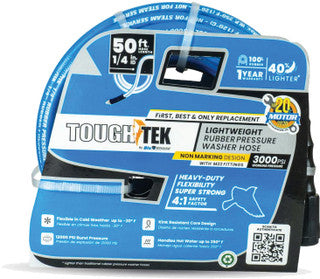 Blueshield TTPW1450 ToughTek Blue Rubber Pressure Washer Hose, 1/4 X 50'" - MPR Tools & Equipment