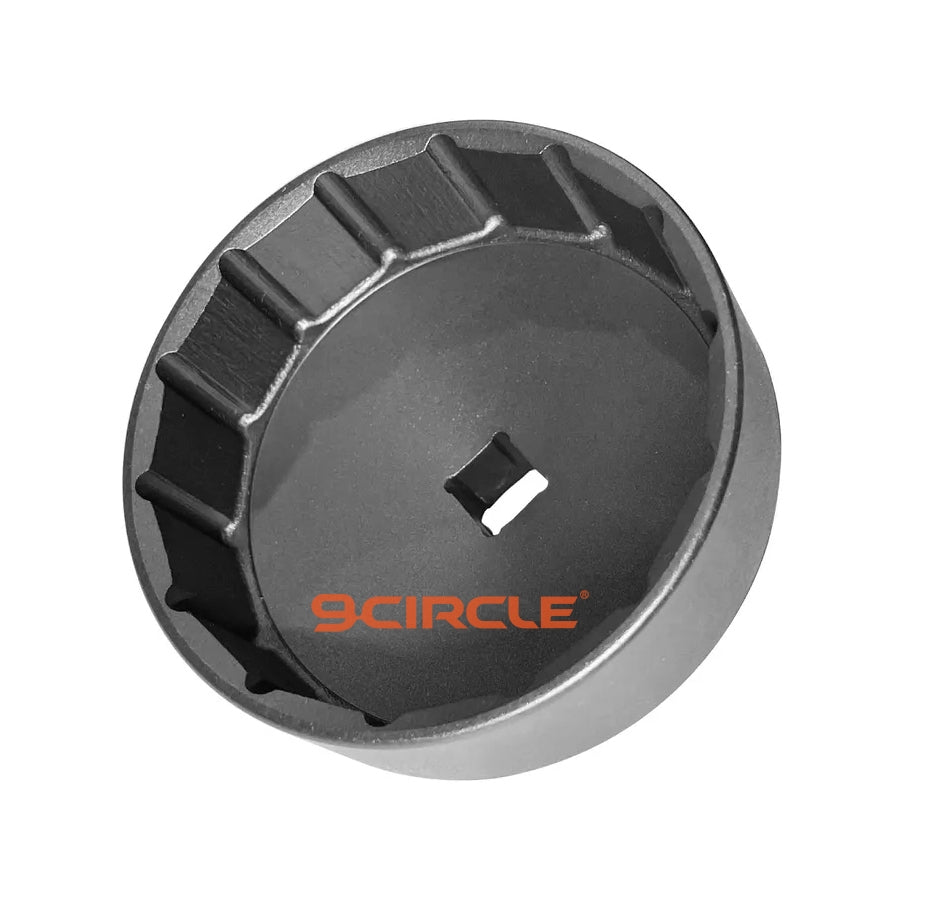 9 Circle 61641 3/8" Drive Oil Filter Wrench angled view showing 14-flute cup design