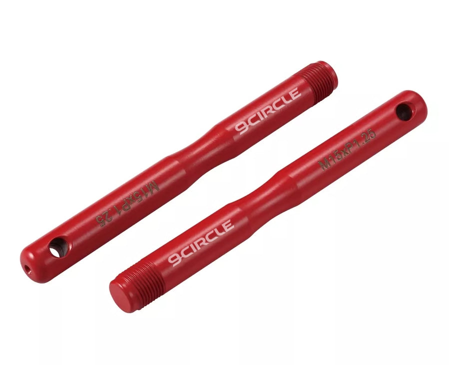 9 Circle 9CL-96068 M15 x P1.25 Wheel Hanger Set, 2 red anodized guide pins