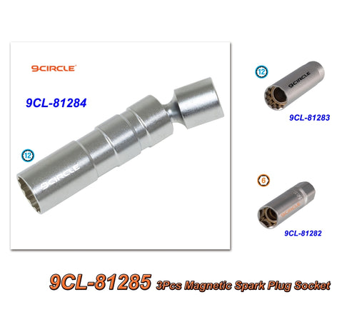 9 Circle 9CL-81283 9CL-81284 9CL-81282 3-Piece Magnetic Spark Plug Socket Set overview