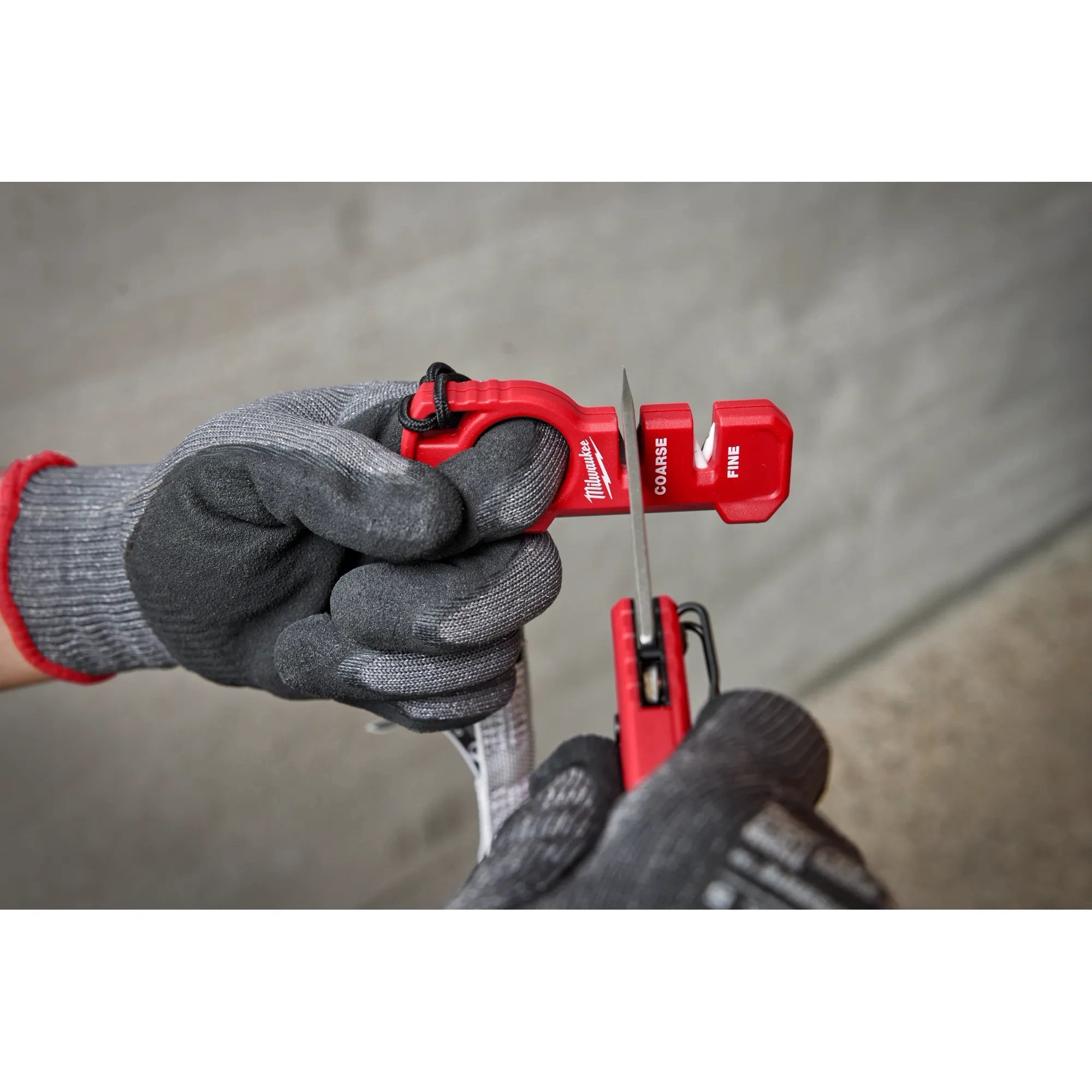 Milwaukee Tool 48-22-1590 Compact Knife Sharpener lanyard hole and tether detail