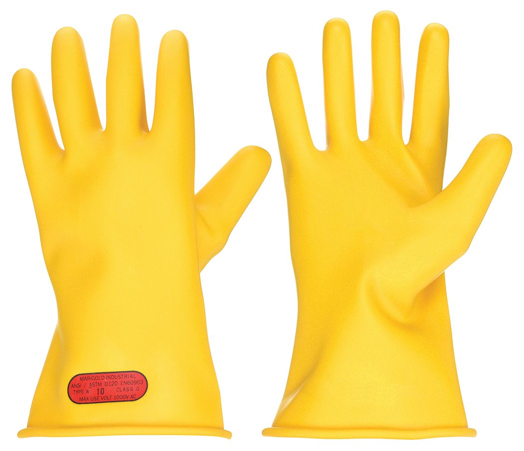 Ansell ActivArmr Marigold Yellow Class 0 Electrical Insulating Rubber Gloves, Palm and Back View