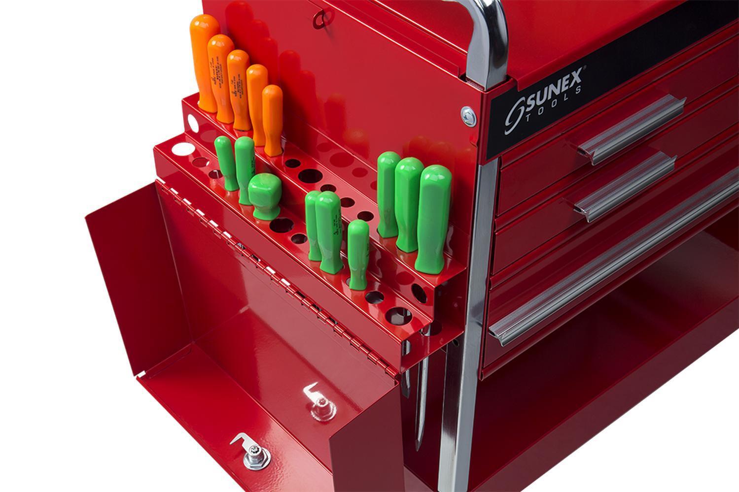 Sunex Tools 8013ADELUXE Deluxe Service Cart - Locking Screwdriver and Pry Bar Holder Side Storage