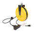 Alert Stamping ProReel ALT-5000A-30GF-CB yellow retractable cord reel showing ProReel label and mounting bracket, angled rear view