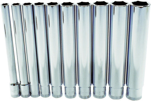 Astro Pneumatic 4111 10-Pc 1/4" Drive 6 Pt. 4.5" Long Extra Deep Metric Socket Set, 6-15MM - MPR Tools & Equipment