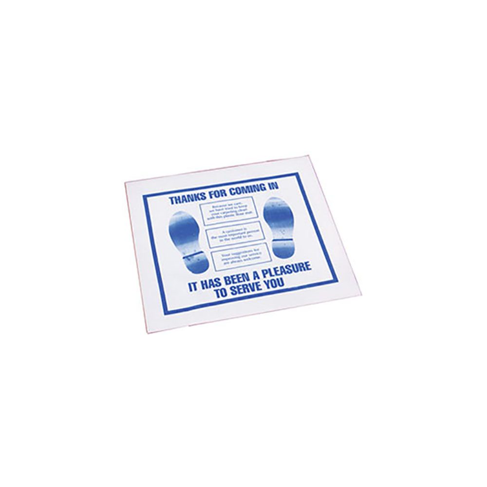 JohnDow Industries plastic disposable floor mat with blue Thank You service message