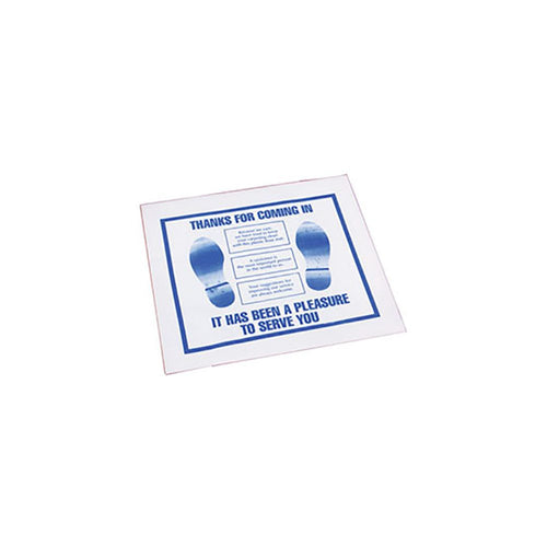 JohnDow Industries plastic disposable floor mat with blue Thank You service message