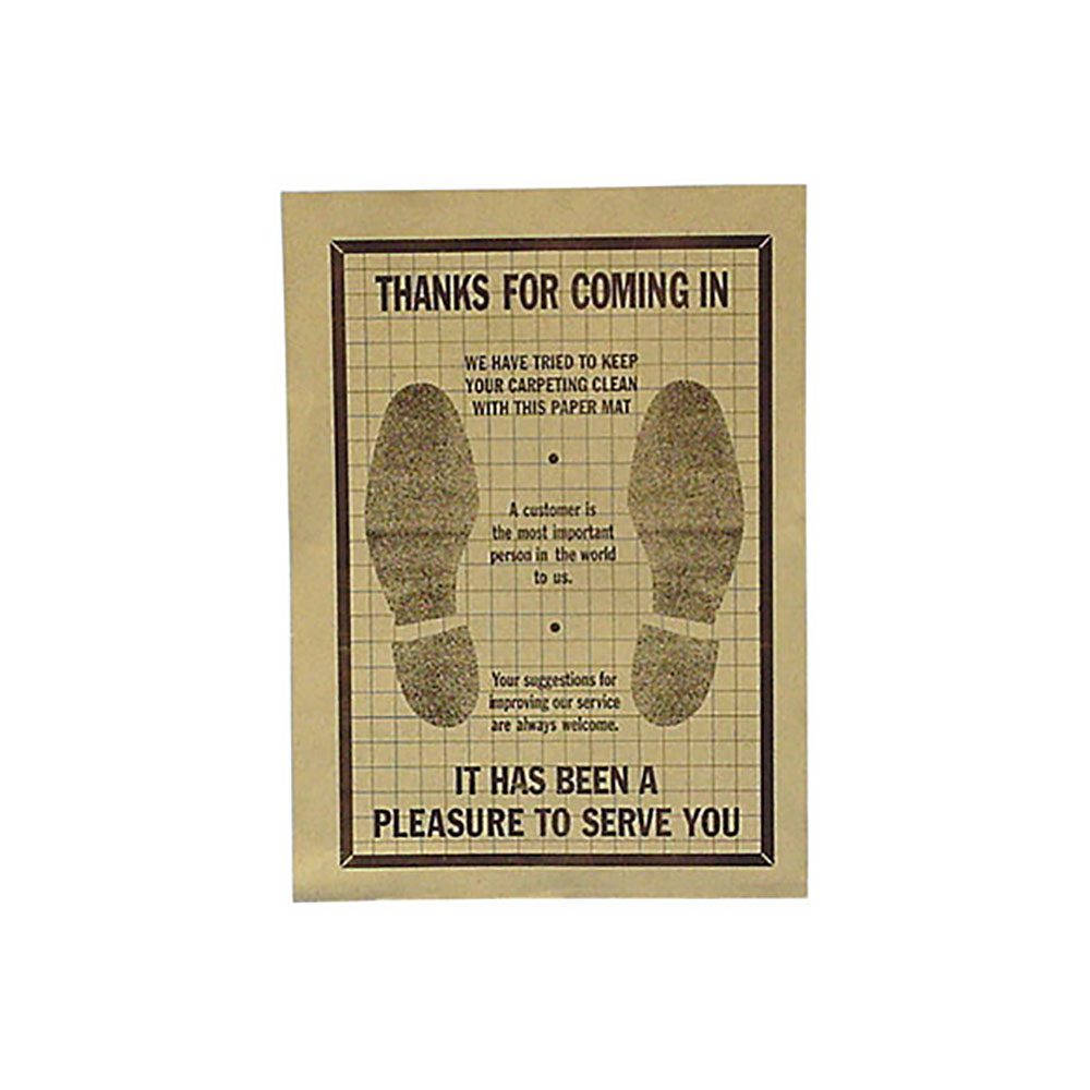 JohnDow Industries PFM-500 paper disposable floor mat with Thanks for Coming In customer message