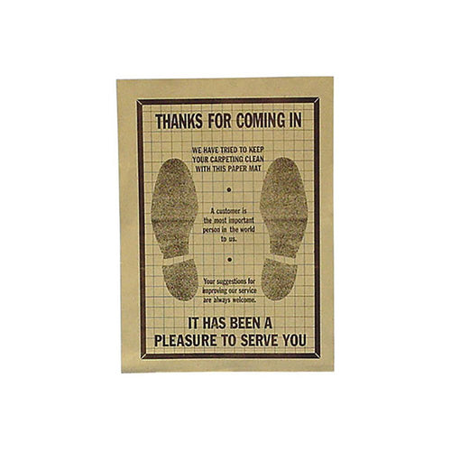 JohnDow Industries PFM-500 paper disposable floor mat with Thanks for Coming In customer message