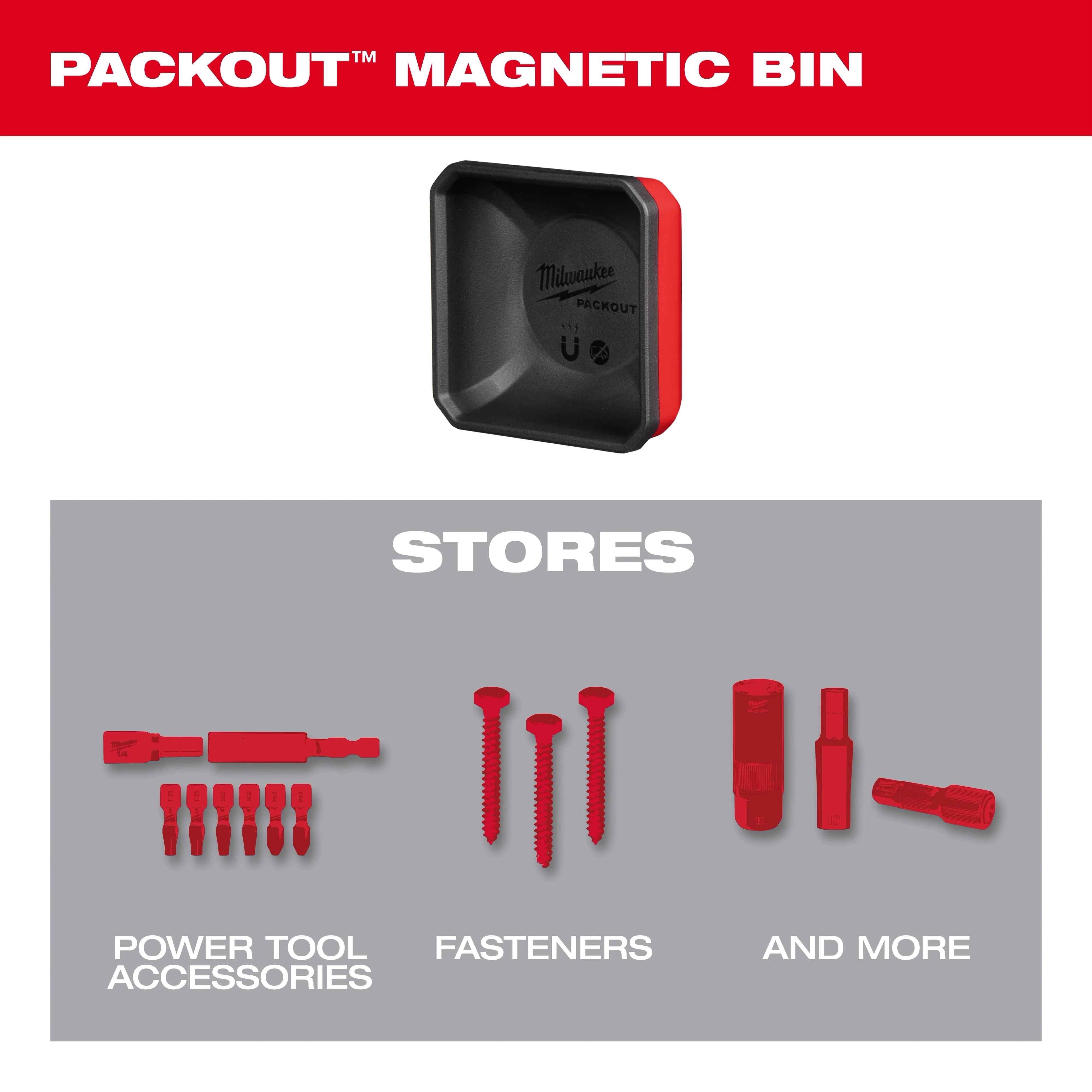 Milwaukee Tool PACKOUT Magnetic Bin side profile view