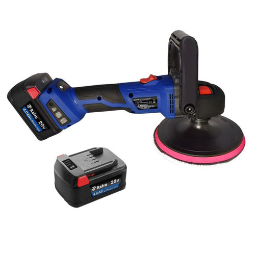 Astro Pneumatic 30570 20V 7" Brushless Variable Speed Rotary Polisher with two 4.0Ah 20V Lithium-Ion batteries and polishing pad