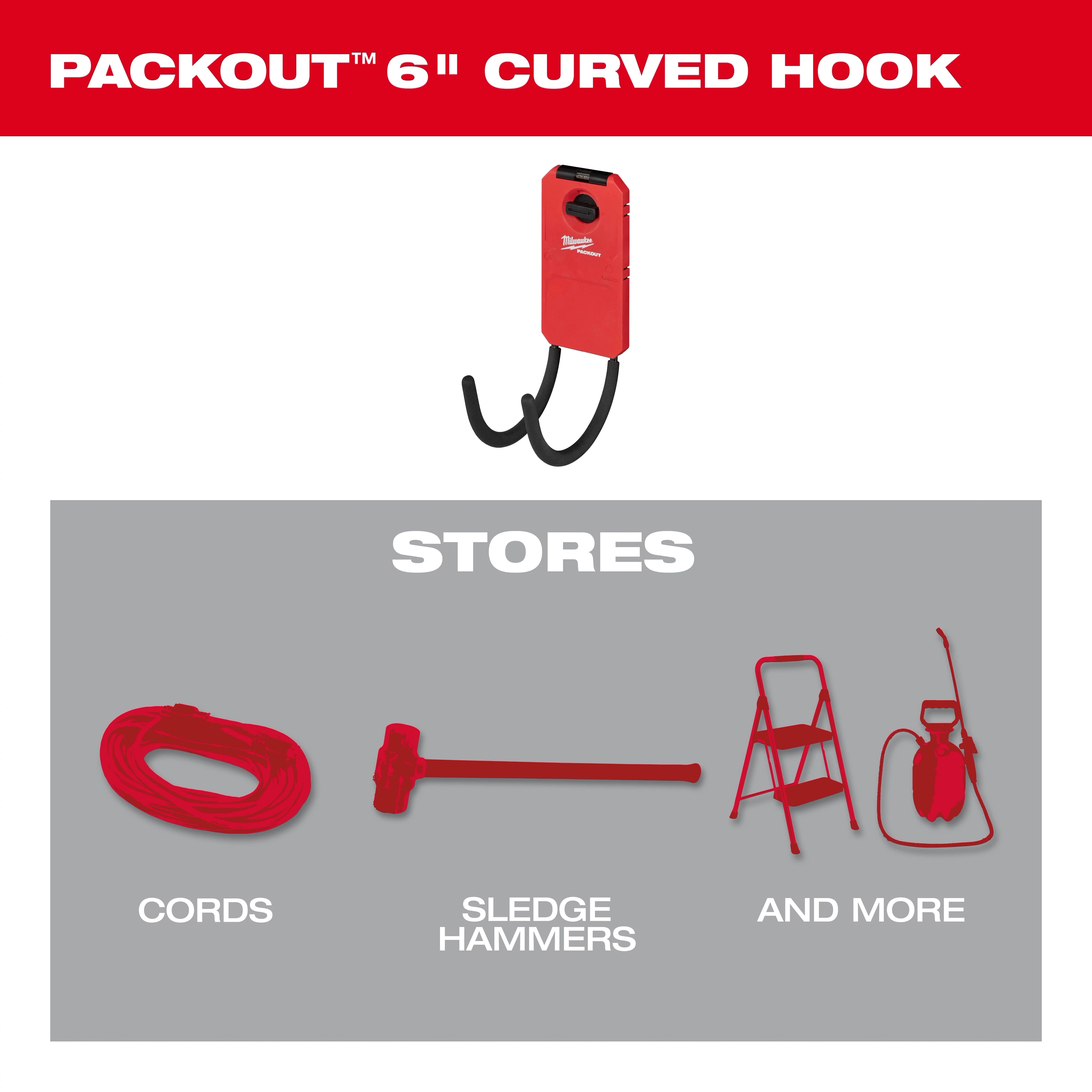 Milwaukee PACKOUT Curved Hook anti-slip rubber grips detail