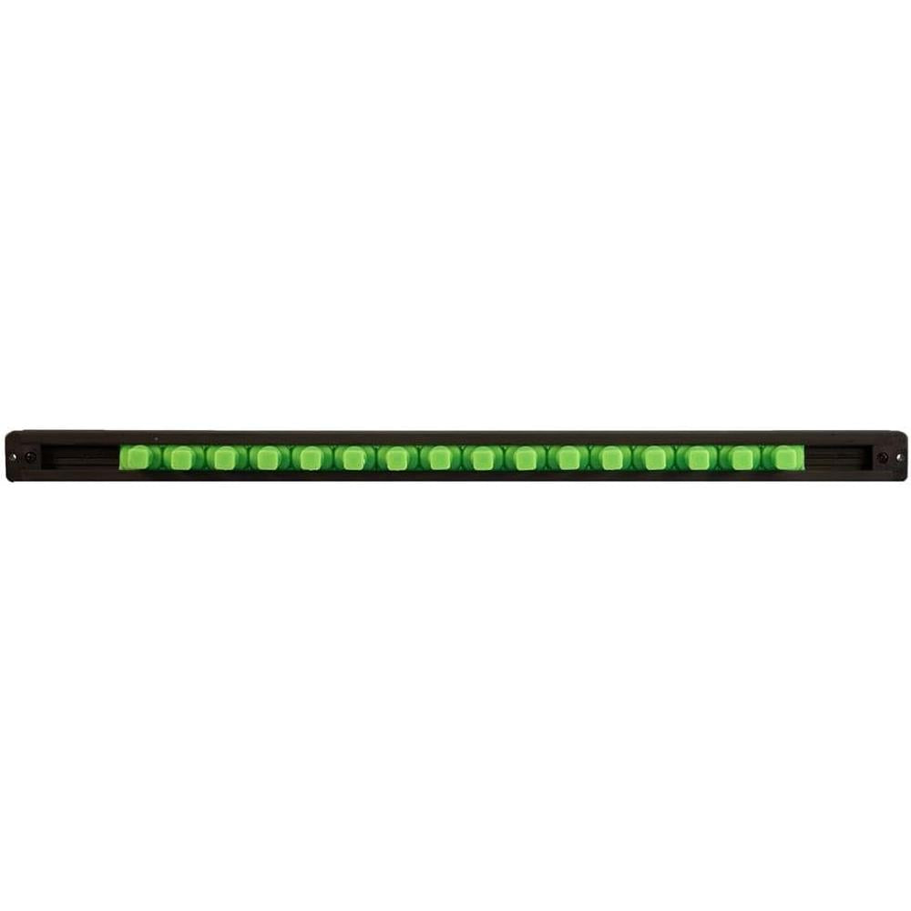 Mechanic's Time Savers Las50Mbg Rail Lock-A-Socket Dr. 1/2" à 1 rangée, peut contenir 16 douilles, noir mat avec poteaux verts
