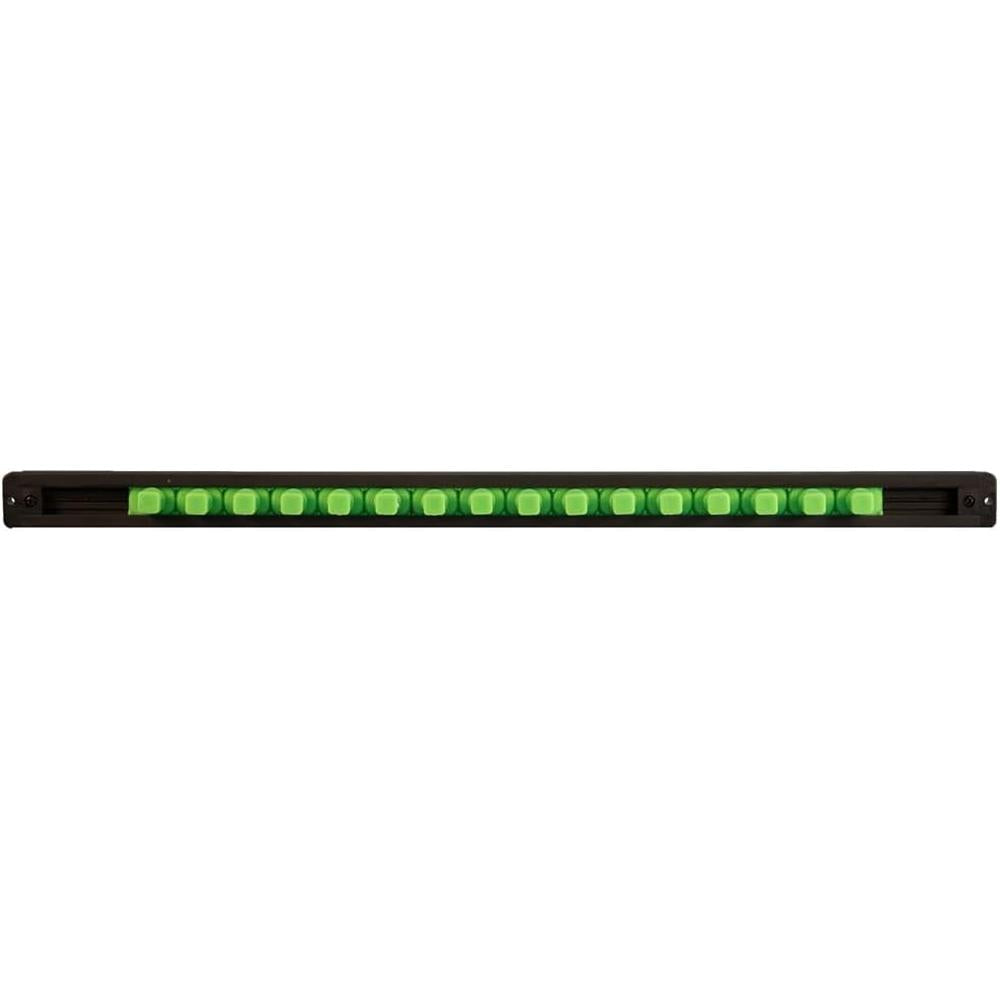 Mechanic's Time Savers Las50Mbg Rail Lock-A-Socket Dr. 1/2" à 1 rangée, peut contenir 16 douilles, noir mat avec poteaux verts