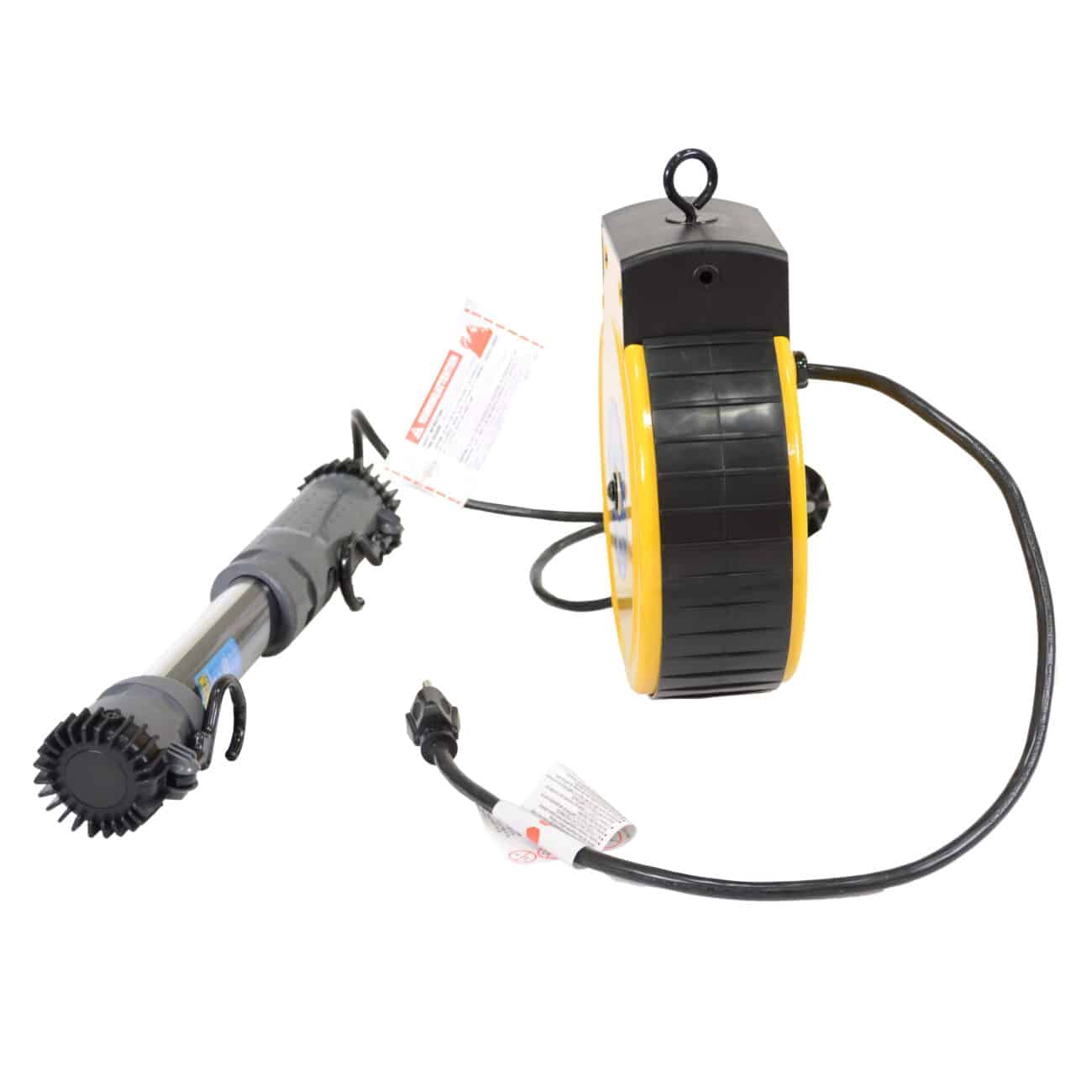 Alert Stamping ALT-3230SMS Retractable Cord Reel - side profile view showing yellow reel and black bumper