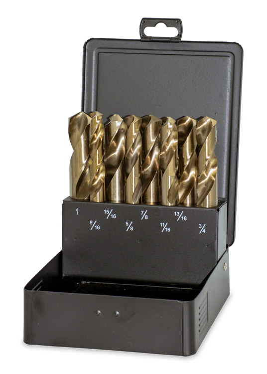 Ameta Solution 35-0002 8-PC Cobalt M35 Hex Shank Drill Bit Set in metal storage case