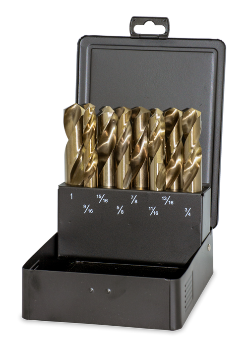 Ameta Solution 35-0002 8-PC Cobalt M35 Hex Shank Drill Bit Set in metal storage case
