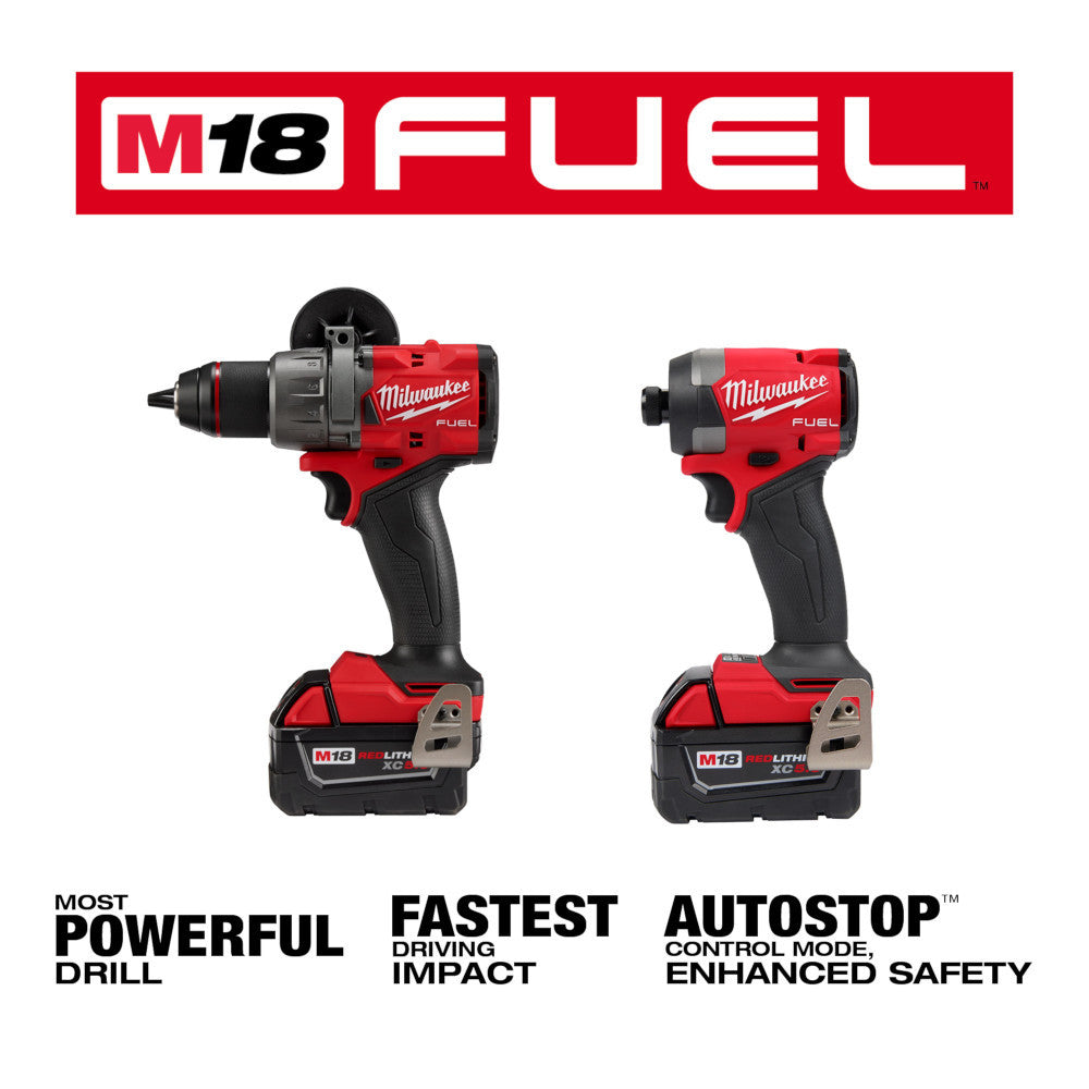 Milwaukee M18 FUEL 2-Tool Combo Kit featuring most powerful drill, fastest driving impact, and AUTOSTOP control mode