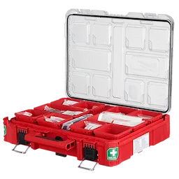 Milwaukee Tool 48-73-8430N PACKOUT First Aid Kit Type III - open lid with first aid contents