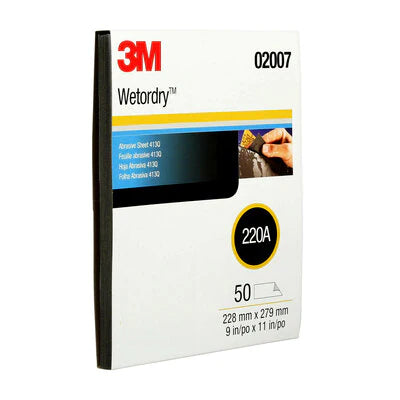 3M 2007 Wetordry Abrasive Sheet 413Q 220A 9" x 11" 50 sheets - MPR Tools & Equipment