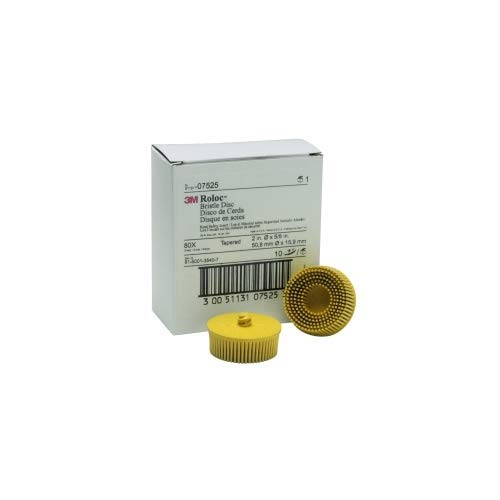 3M 7525 Scotch Brite Roloc Bristle Disc Yellow 2" Medium 10 Discs/bx - MPR Tools & Equipment