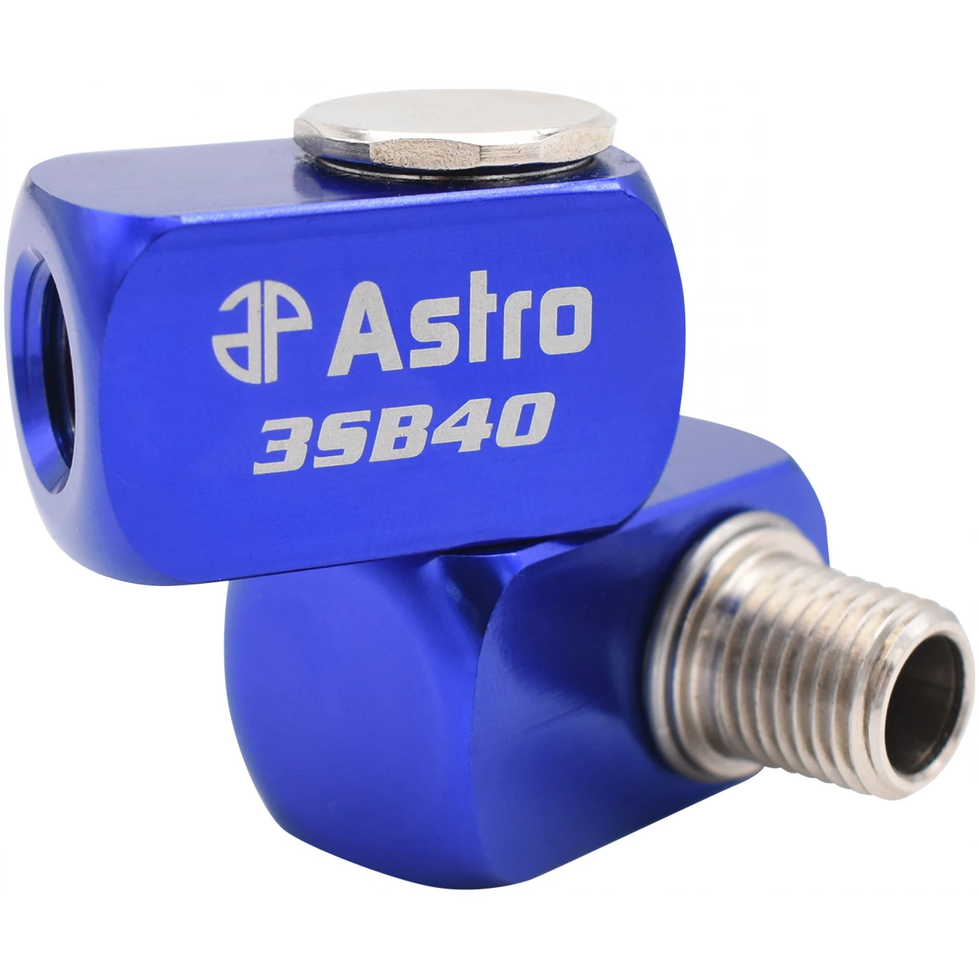 Astro Pneumatic 3SB40 High Flow 3-Way Air Swivel - blue hard coat anodized billet aluminum body with 1/4" NPT steel thread