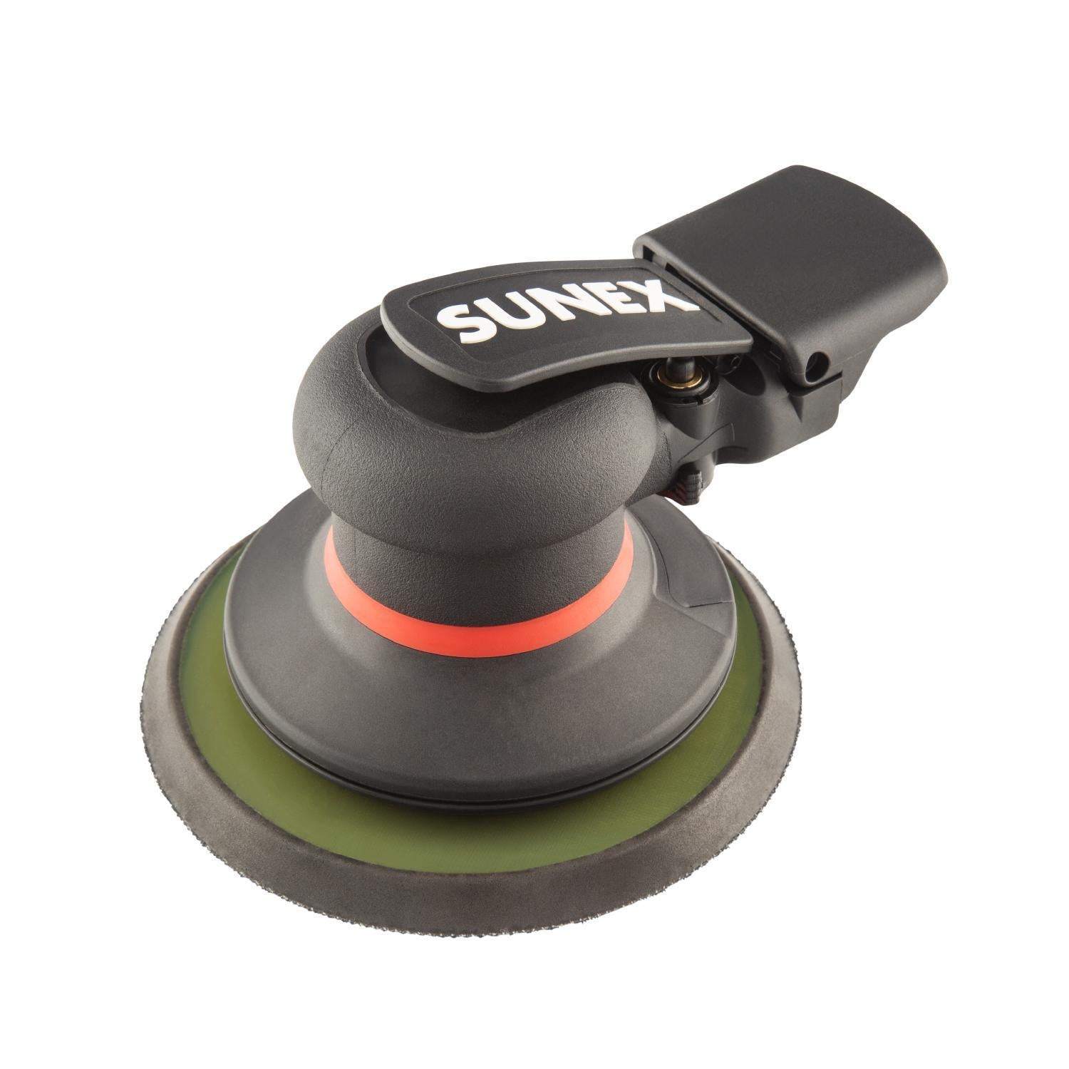 Sunex Tools SXSN6P01 3/16" Orbital Palm Sander with 6" pad, angled view on white background