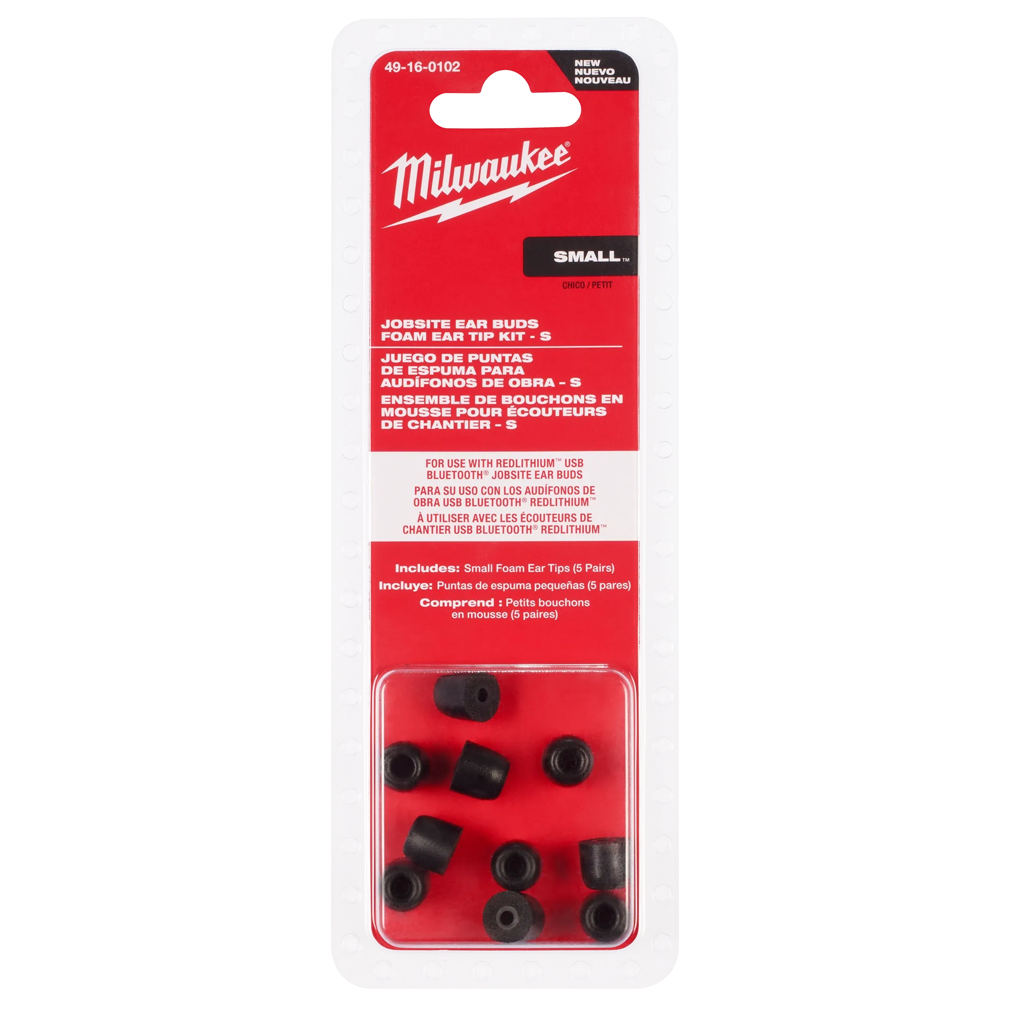 Milwaukee Tool 49-16-0102 Jobsite Earbuds Foam Ear Tip Kit Small - product packaging