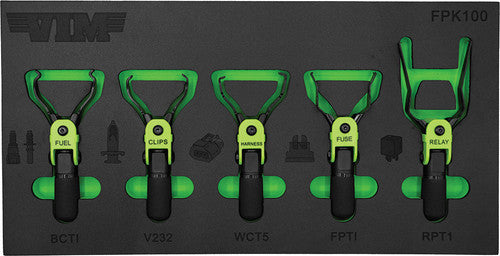 VIM Tools FPK100 5-Pc Flex Finger Pliers Kit with 180° Universal Joint, in Eva Foam Tray - MPR Tools & Equipment