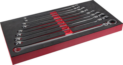 ATD Tools 6509 9-Pc 12-Pt. & Spline SAE Ratcheting Flexible Head Extra Long Double Box Wrench Set, 72-Tooth, 5-1/6"-3/4" - MPR Tools & Equipment