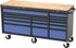 TOBEQ RCBT721524BLBK 72-Inch 15-Drawer Roller Cabinet in Blue and Black with Wood Top