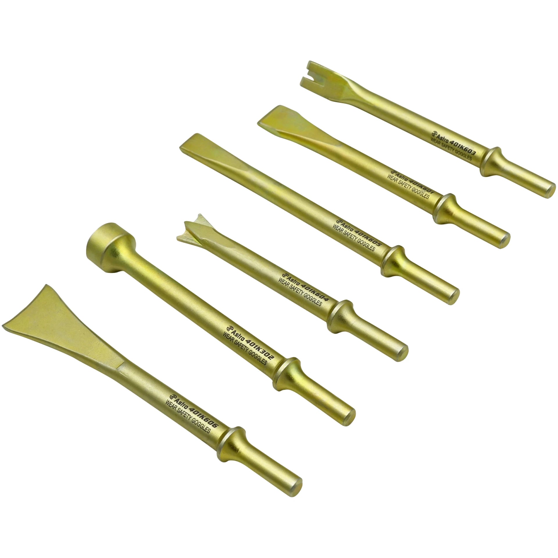 Astro Pneumatic 401K6 6pc THOR Air Hammer, Chisel & Cutter Bit Set .401 Shank