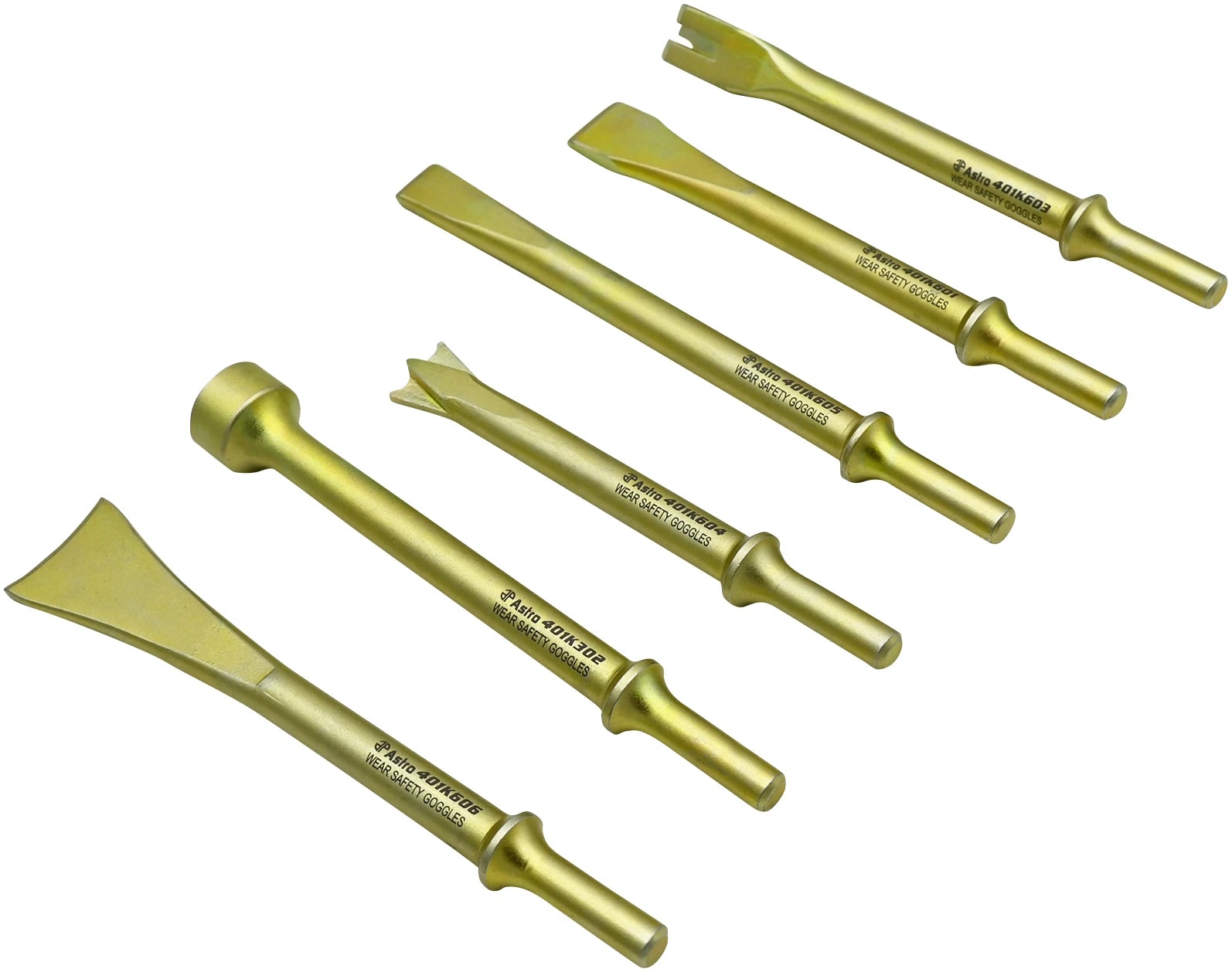 Astro Pneumatic 401K6 6pc THOR Air Hammer, Chisel & Cutter Bit Set .401 Shank