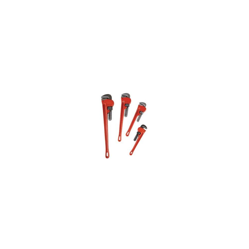 ATD Tools ATD-625 4-Piece Heavy-Duty Pipe Wrench Set - 12in, 14in, 18in, and 24in red pipe wrenches