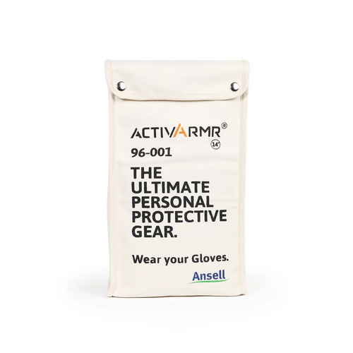 Ansell RIGCVSBAG14 ActivArmr 96-001 14-Inch Canvas Glove Storage Bag with snap closure and Ansell branding