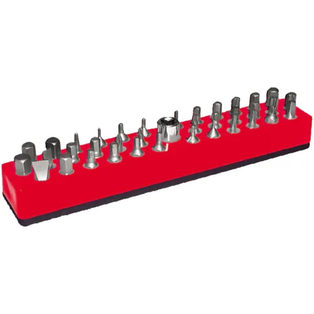 Mechanic's Time Savers 587 1/4" 37-Hole Magnetic Hex Bit Organizer /Rocket Red