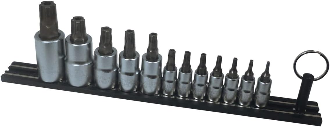 VIM Tools TMS-T5P Elite 12pc. Torx Plus 5 Point Set, IPR8 Thru IPR60, package on a Black Magrail