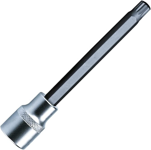 VIM Tools XZN408 XZN8 Triple carré 12 points, embout et support 4", embout noir avec support moleté en chrome satiné à entraînement carré 3/8"