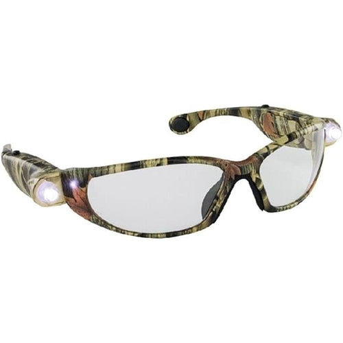SAS Safety 5422 Lunettes de sécurité pour inspecteurs LED - Cadre camouflage beige avec lumières LED - Lentille transparente - Polybag