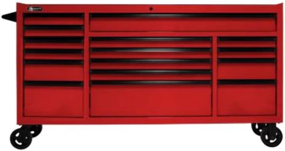 Homak Manufacturing RD04072160 Armoire à roulettes à 16 tiroirs série RS Pro de 72 po - Rouge