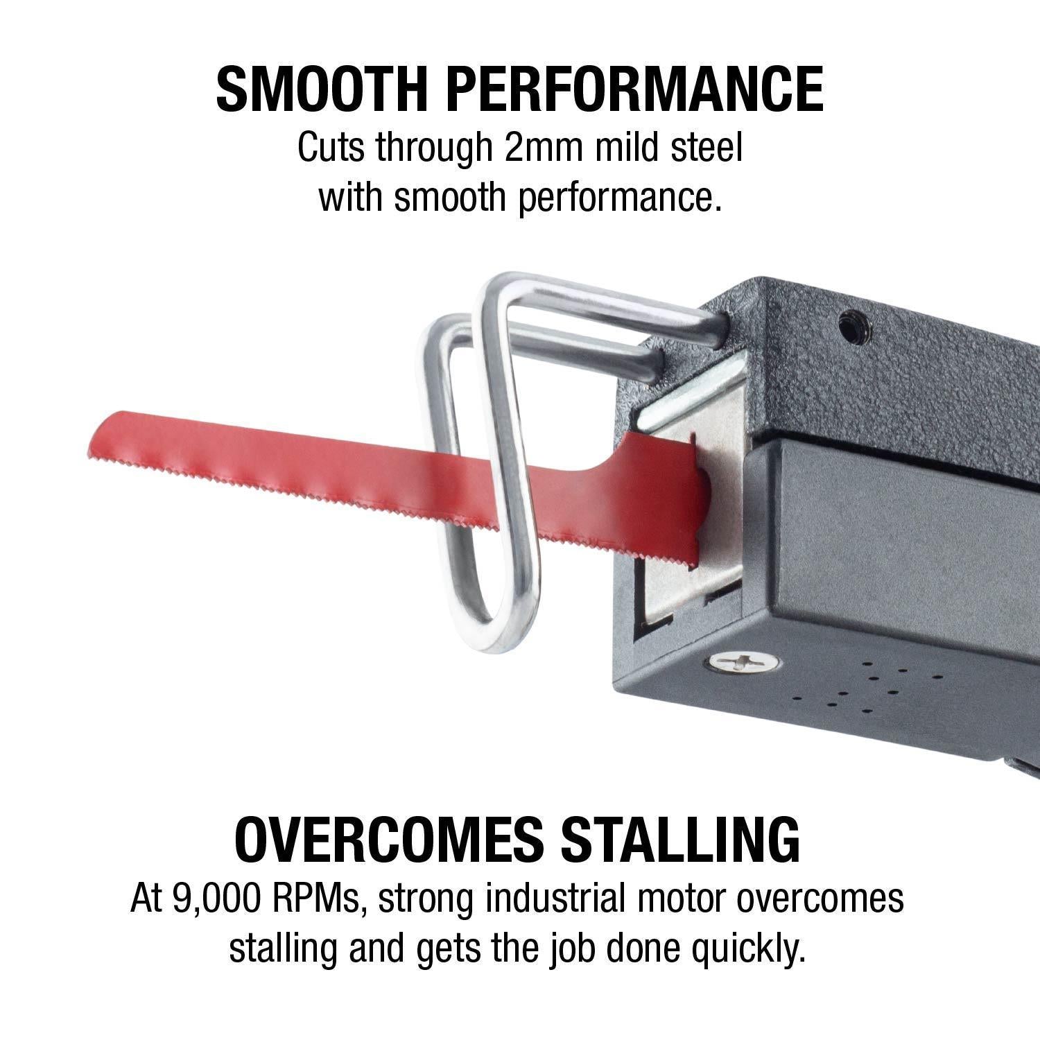 Sunex Tools SXSW1001 - close-up of blade assembly with smooth performance and 9,000 RPM feature callout