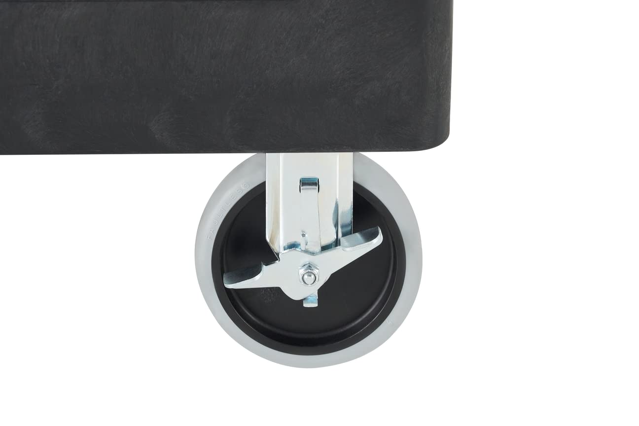 Rubbermaid Commercial Products RCPFG452088BLA Heavy-Duty Ergo Handle Utility Cart, Lipped Shelf, Medium, 500 lb Capacity - Black