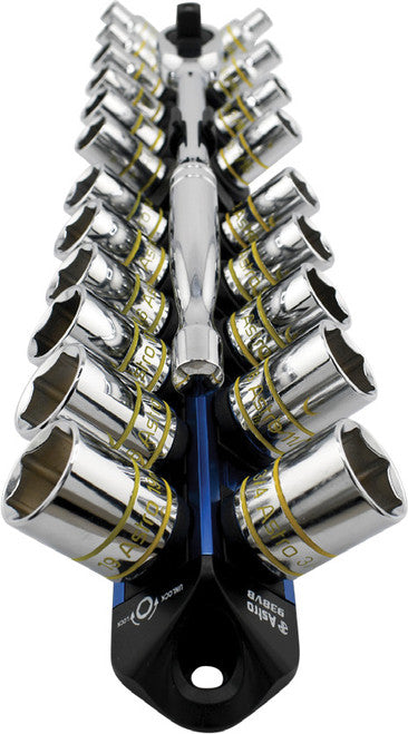 Astro Pneumatic 938VB 3/8" Drive (Blue), V12 Locking Magnetic Socket Organizer, Stores 24 Sockets + 1 Ratchet - MPR Tools & Equipment