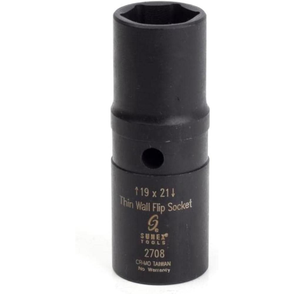 Sunex Tools 2708 1/2 in. Drive 19-mm By 21-mm Deep Thin Wall Flip Socket
