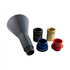 Assenmacher Specialty Tools FUN4EUROKIT 5pc Euro Oil Funnel Kit with large grey funnel and four color-coded adapters (black, tan, blue, red)