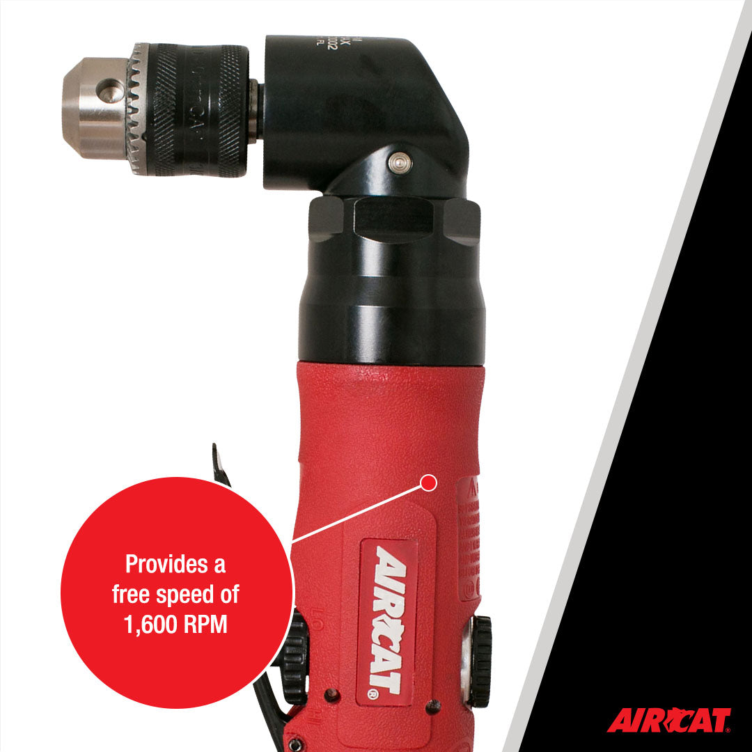 Aircat 4337 Angle Drill built-in speed regulator providing 1,600 RPM free speed