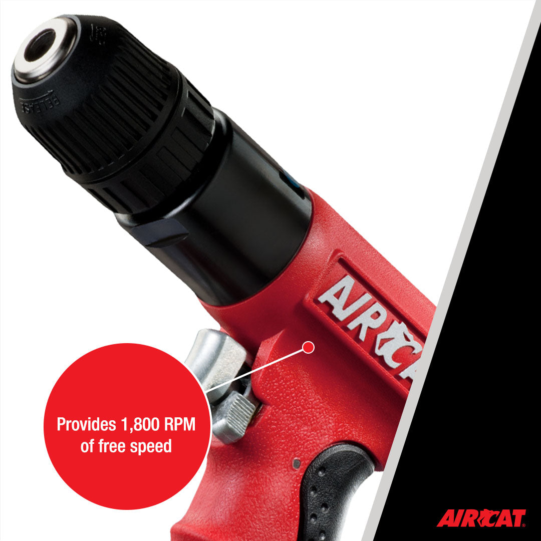 Aircat 4338 close-up of trigger-mounted reverse delivering 1,800 RPM free speed