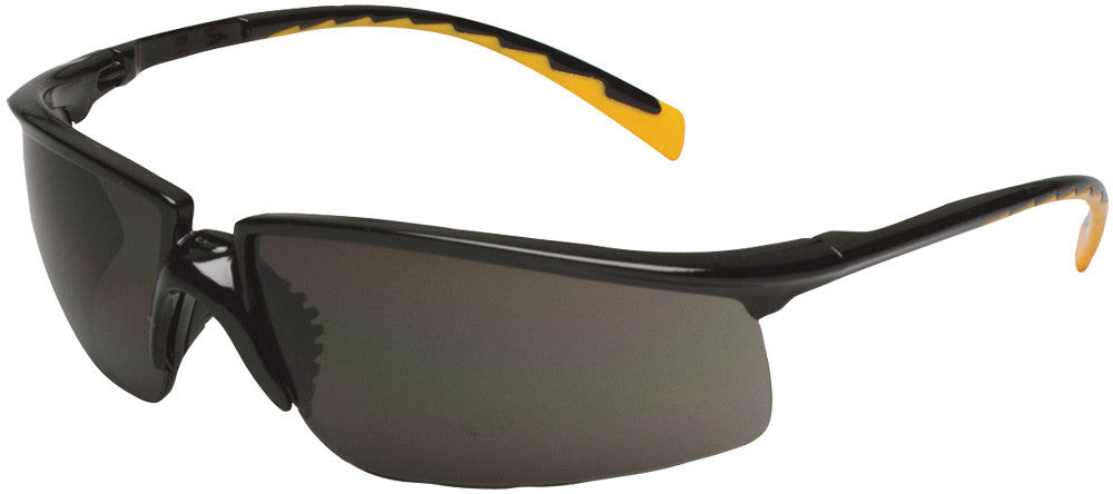3M Privo Protective Eyewear 12262-00000-20, black frame with orange accent temple tips and grey anti-fog lenses
