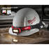 Milwaukee Tool 2012R headlamp on hard hat showing IP54 water and dust resistance rating